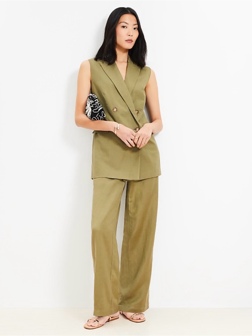 LOFT Vest - Linen Blend Double Breasted